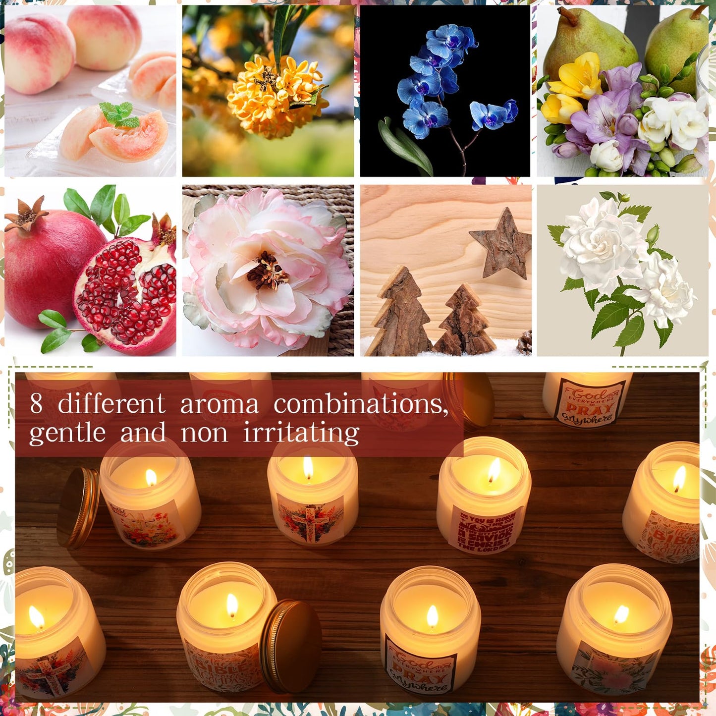 MTLEE 24 Pcs Christian Gifts for Women Bulk Lent with Catholic Bible Verses Religious Faith Jar Scented Candles for Church Coworkers Employees Teachers Nurse Healthcare Worker(White)