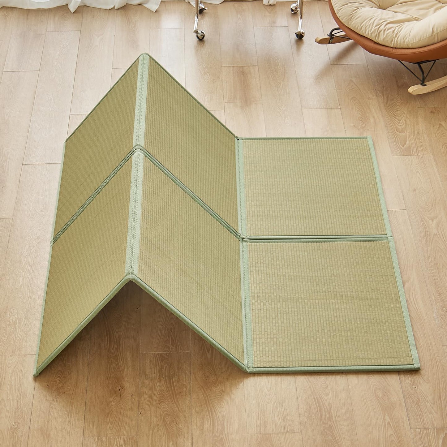 KITBRHOME Japanese Tatami Mat,(Queen, 79" x 59" x 0.5") 100% Rush Grass Portable Folding Mat Futon Mattress Firm Traditional Floor Bed (Queen)