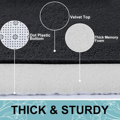 Smiry Memory Foam Bath Mat - Extra Soft & Absorbent Non-Slip Bathroom Carpet | 30x20 Inches, Black