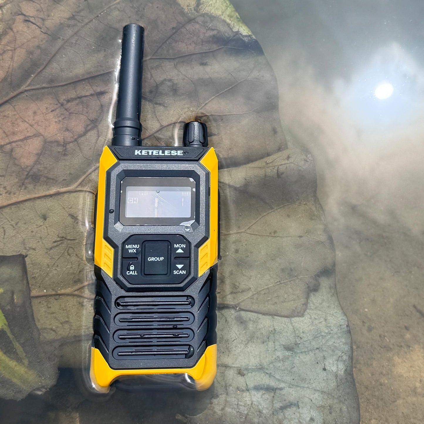 KETELESE T4 Long Range Walkie Talkies, Portable Two Way Radios IP67 Waterproof, with Earpiece, NOAA&Weather Alert, PTT, Group, VOX, 4Pack, Orange