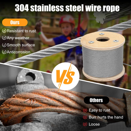 Thickened 3/16" Stainless Steel Cable, 500FT Wire Rope,7X19 Strands Aircraft Cable, 4000lbs Breaking Strength for Pulling, Lifting, Deck Cable Railing System, Zip Line, Line Lights and DIY Balustrade