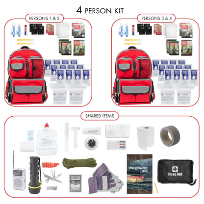 Family Emergency Kit | All-in-one Survival Kit Backpack for Earthquake, Flood, Disaster Relief, Civil Unrest & Outdoor - Survival Bag & Emergency Preparedness Kit for Families (4 Person)