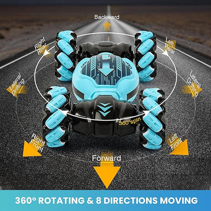 GILI Gesture Sensing RC Stunt Car - Hand Controlled Remote Control Twist Car for Boys Girls 6-12 4WD All Terrain Drift Toy 360° Flips Spring Break &amp Easter Birthday Gift for Kids Age 7 8 9 10 1