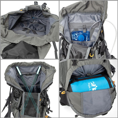 Night Cat Camping Backpacks 90L with Self-Inflatable Camping Pillow for Men Women Waterproof Lightweight Breathable Outdoor Mountaineering Traveling