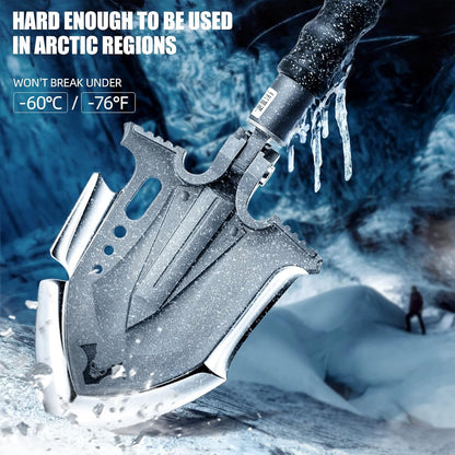 Zune Lotoo Survival Shovel Multitool 28 in 1 Luxury Kit, Tactical Camping Folding Shovel, Unbreakable Martensitic Steel Adjustable 7 Angles 24-35.4'' Length, Compact Gear for Outdoor Hiking Emergency