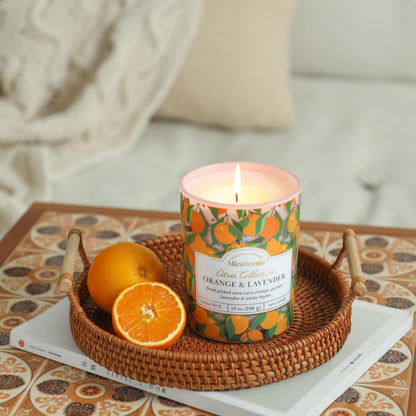 Citrus Candle,Orange & Lavender Scented Candles,Summer Candles for Home & Kitchen,Soy Wax Scented Candle,10oz