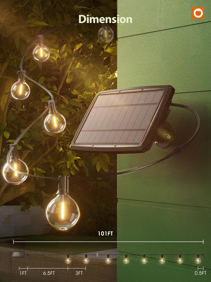 addlon 200FT Solar String Lights for Outside G50 Waterproof with USB Port Solar Patio Lights Outdoor Solar Powered LED Bulbs 3 Light Modes for Backyard Porch Garden Market Bistro Camping