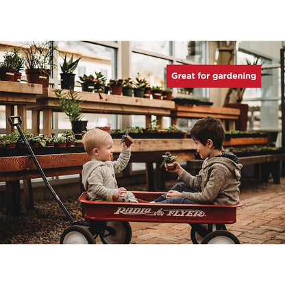Radio Flyer Classic Red Wagon, For Kids 1.5+, All-Steel Body with No-Scratch Edges, 10" Rubber Tires, Extra-Long Handle Folds Under, Controlled Turning Radius, 200 lb Capacity, Wagon for Kids or Cargo