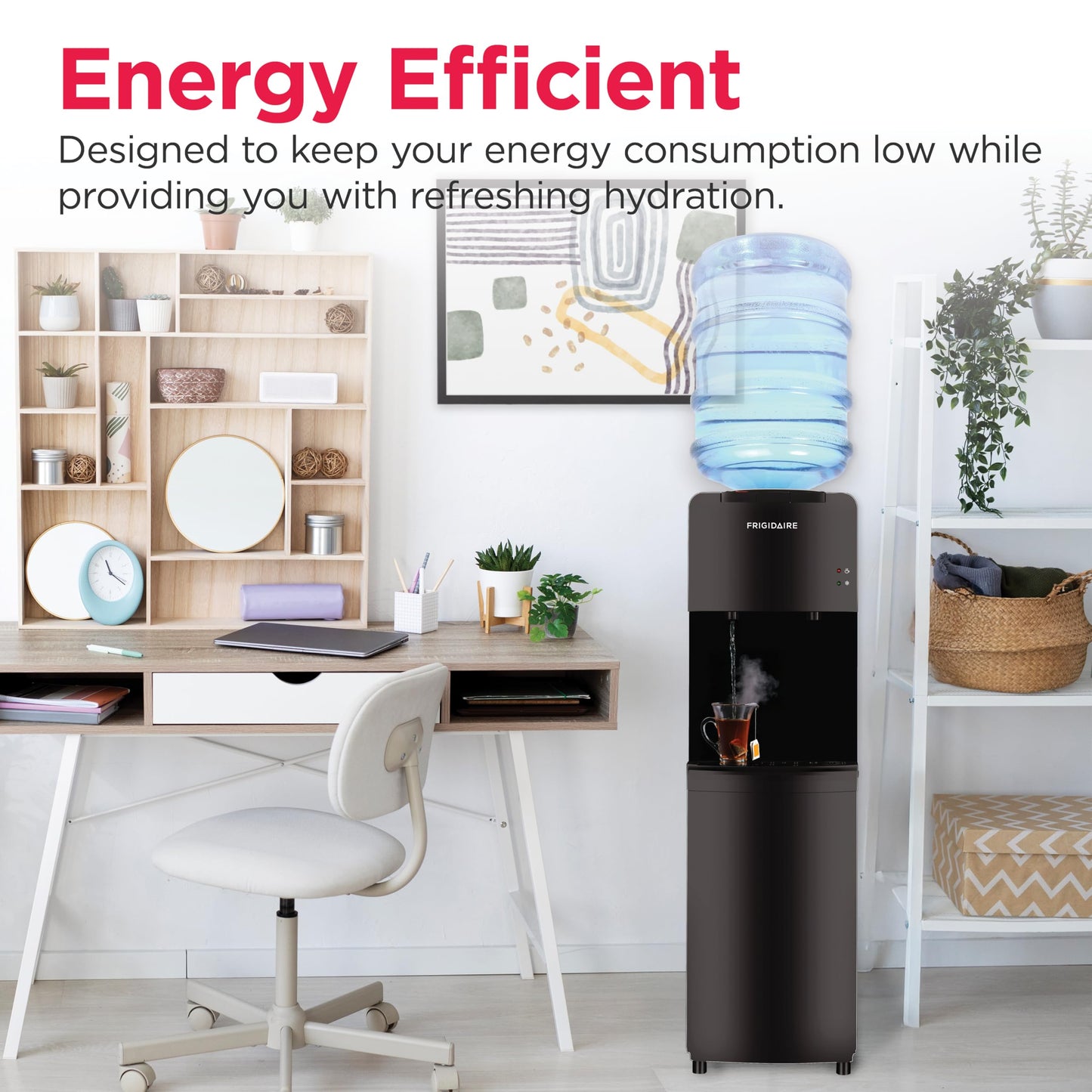 Frigidaire EFWC498 - Top Loading Cooler Dispenser -Hot & Cold Water - Child Safety Lock - Innovative Slim & Sleek Design, Holds 3 or 5 Gallon Bottles - Black