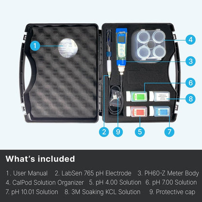 Apera Instruments PH60Z-MT Smart Handheld pH Meter Tester Kit with LabSen 765 pH/Temp. Blade Spear Electrode for Lab-Grade pH Measurement in Meats and Solid Food Samples