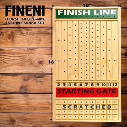Horse Racing Game for Adults Luxurious Metal Horses (Silver Black) on 16' Pine Wood Board Dice &amp Card Included