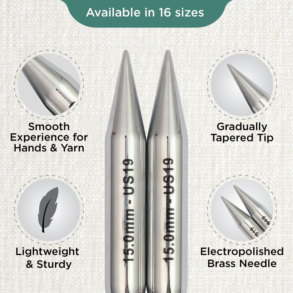 KnitPro Nova Interchangeable Circular Needles 5" (13cm) | US Size 19 (15mm)