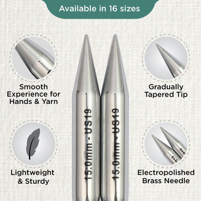 KnitPro Nova Interchangeable Circular Needles 5" (13cm) | US Size 19 (15mm)