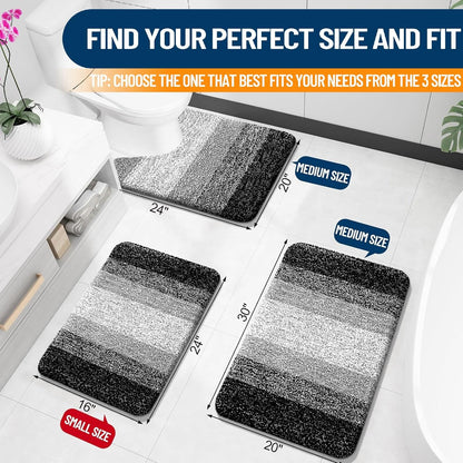 OLANLY Bathroom Rugs - Extra Soft Absorbent Microfiber Mat | Quick Dry, Machine Washable, 24x16, Black