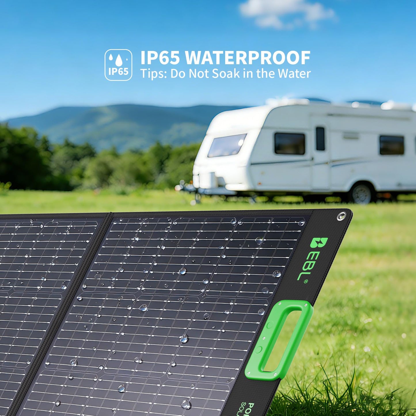 EBL 100W Portable Solar Panel for Power Station, 18V Foldable Solar Charger for Jackery/Ecoflow/Bluetti/GRECELL, Waterproof IP65 High-Efficiency Battery Charger for Outdoor Camping RV Off-Grid Living