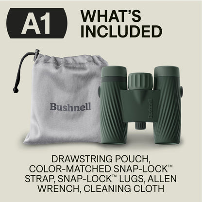 Bushnell A1 8x25 Compact Binoculars for Adults & Kids, Waterproof, Fogproof, 8X Magnification, Fully Multi-Coated Lenses & Rubber Armor - Cilantro Green