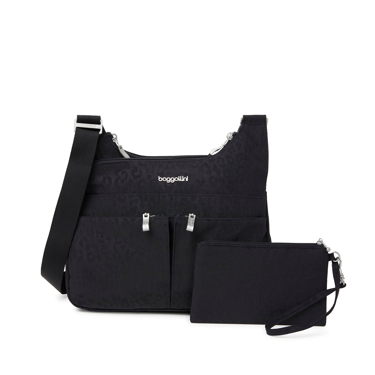Baggallini Cross Over Crossbody Women 11x8.5 Medium Travel Bag Lightweight Water-Resistant Nylon Organized Handbag Purse