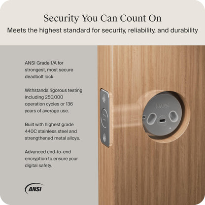 Level Bolt Smart Deadbolt - Make Your Lock Smart Without Changing Keys or Hardware - Matter-Over-Thread - Keyless & Remote Access via Apple, Alexa, Google Home, SmartThings