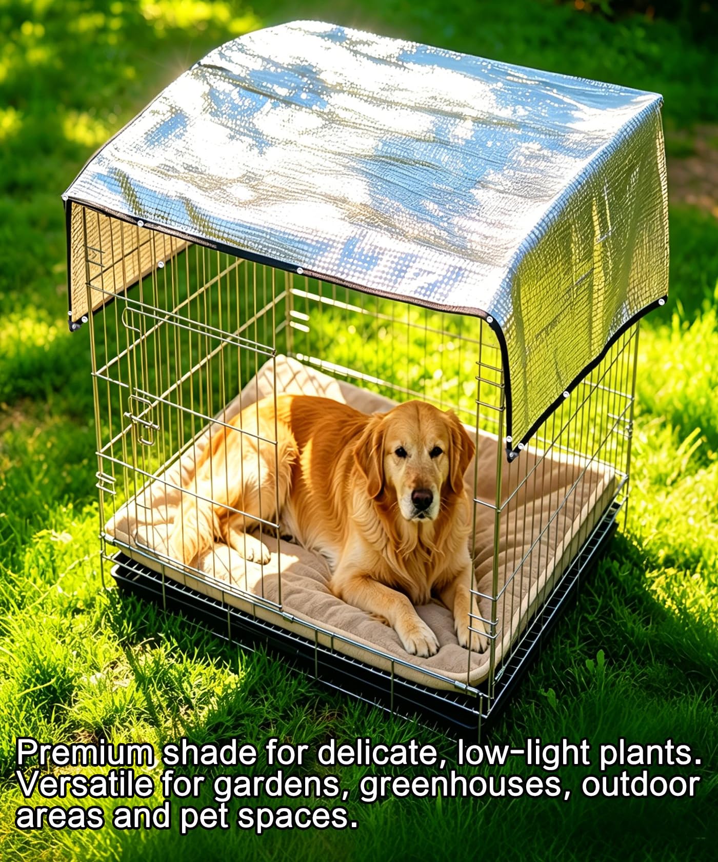 70% Aluminum Shade Cloth for Garden 20 FT x 20 FT, Durable Mesh Silver Tarps with Grommets and Ball Bungee,Reflective Sun Shade Net Cover for Pet Shade, RV & Car Shades, Patio, Pergola, Plants, Pools