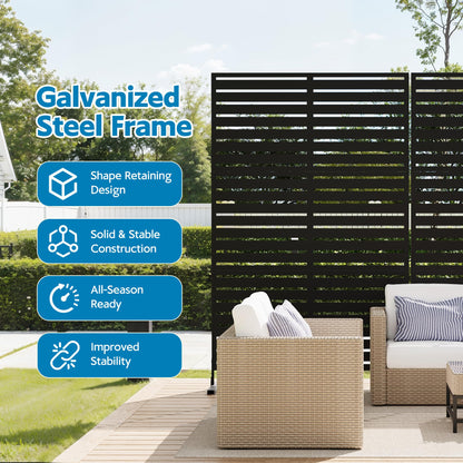 GarveeLife Outdoor Metal Privacy Screen, Freestanding Decorative Privacy Screen & Panels with Stable Stand, 72" h x 47" w Garden Private Screens, for Patio Backyard Deck Indoor Outdoor