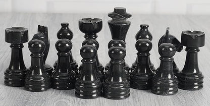 Radicaln Marble Chess Figures 3.5'' Inches Black and Marinara Handmade Chess Pieces Game for Adults Marble Chess Set Figures Chess Board Game