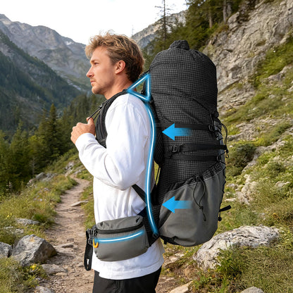 Night Cat Internal-frame Hiking Backpcack: 50L / 60L / 70L Roll Top Lightweight Travel Backpack with Rain Cover for Men Women Hiking Camping Backpacking Black