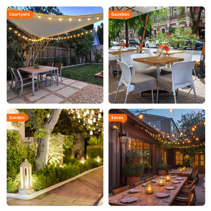 Kawaya 300FT Outdoor String Lights - LED Waterproof Patio Light for Outside with 146+4 G40 Globe Blubs - Shatterproof Hanging Lights for Porch Bistro Backyard Gazebo Balcony Cafe