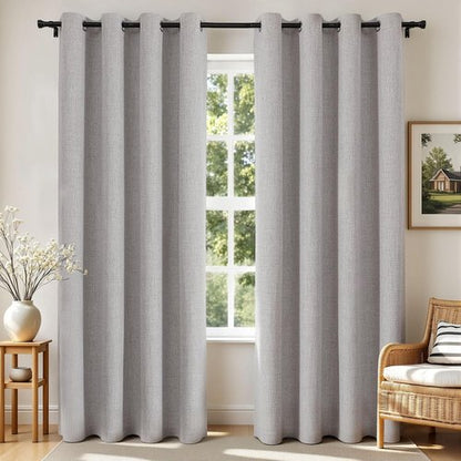 Joydeco Blackout Curtains - 84 Inch Linen Light Blocking Drapes | Thermal Insulated Privacy Panels (Set of 2)