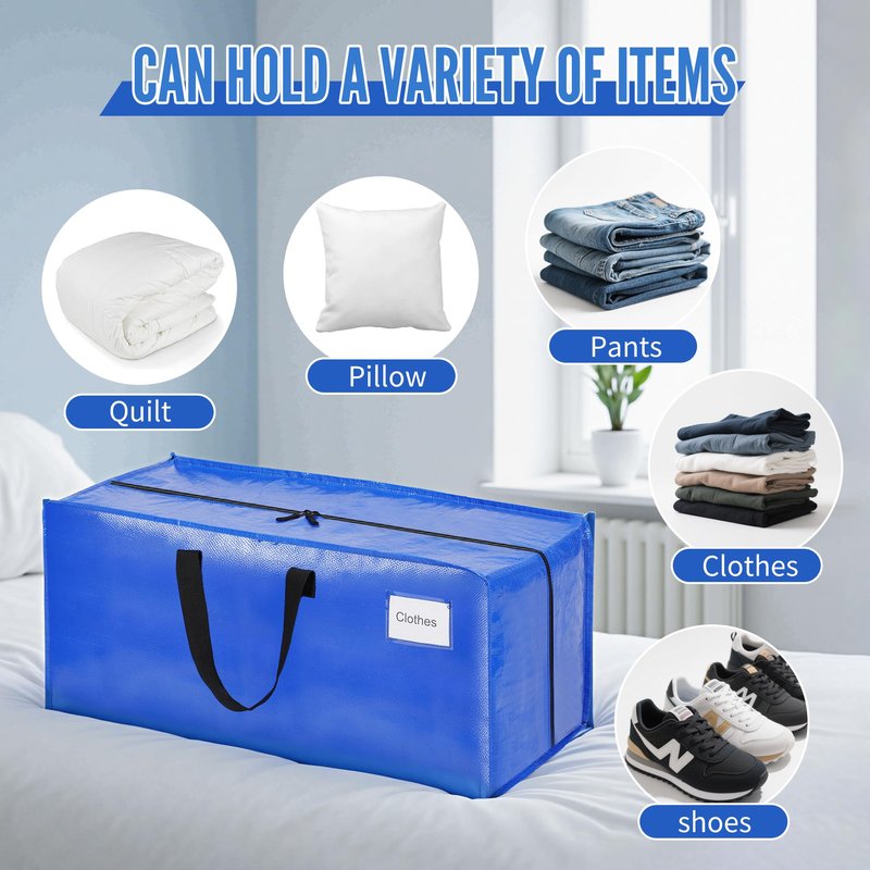 BAGAIL Heavy Duty Moving Bags with Strong Handle, Extra Large Moving Boxes, Storage Tote for Clothes, College Moving Supplies(Blue, Backpack, 2 Pack)