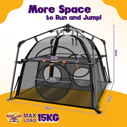 Extra Large Catio Outdoor Cat Enclosure Rywell 2-Tier Cat Tent for Patio, Balcony, Indoor & Camping, Foldable Outdoor Cat Playpen with Windows, Weatherproof Sunproof (Carry Bag Included)