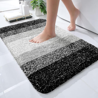 OLANLY Bathroom Rugs - Extra Soft Absorbent Microfiber Mat | Quick Dry, Machine Washable, 24x16, Black