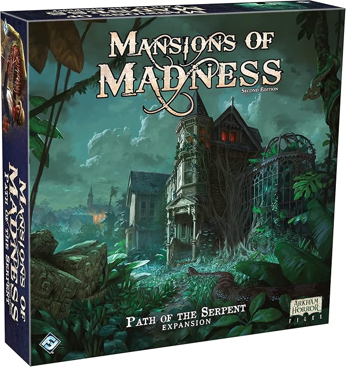 Mansions of Madness Path of The Serpent Expansion - Conquer The Perils of The Jungle and Unearth New Horrors! Ages 14+ 1-5 Players 2-3 Hour Playtime Made by Fantasy Flight Games