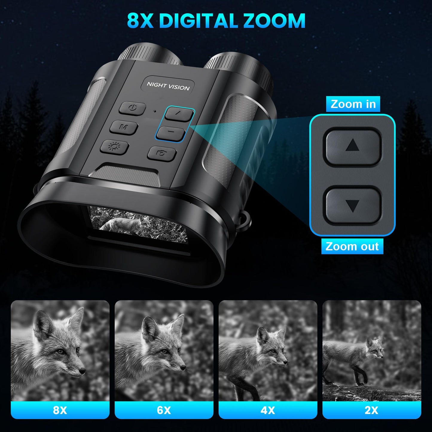 Birthday Gifts & Night Vision Goggles - 5W Upgraded 4K HD IR Binoculars - 8X Digital Zoom/Rechargeable Battery/32GB Card/Flashlight, Camping Exploration Gifts for Men Dad Husband Boy Friend