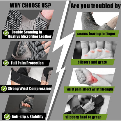 Workout Gloves Gym Gloves for Men and Women Weight Lifting Gloves with Wrist Support Full Palm Protection Breathable for Trainning, Cycling, Pull-ups, Rowing, Climbing