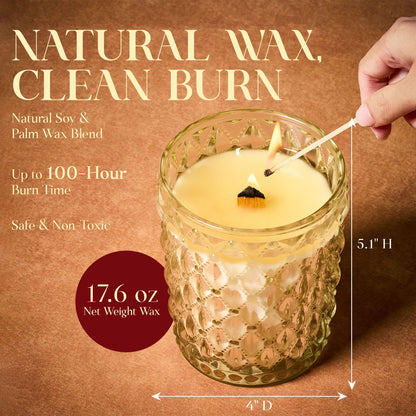 M&SENSE 16.6oz Wood Wick Scented Candle, Non Toxic Soy Wax with Crackling Wick, Lilac Blossom Scent 100H Burn Long Lasting for Bedroom Kitchen Home Decor, Housewarming Gifts for Family Friends