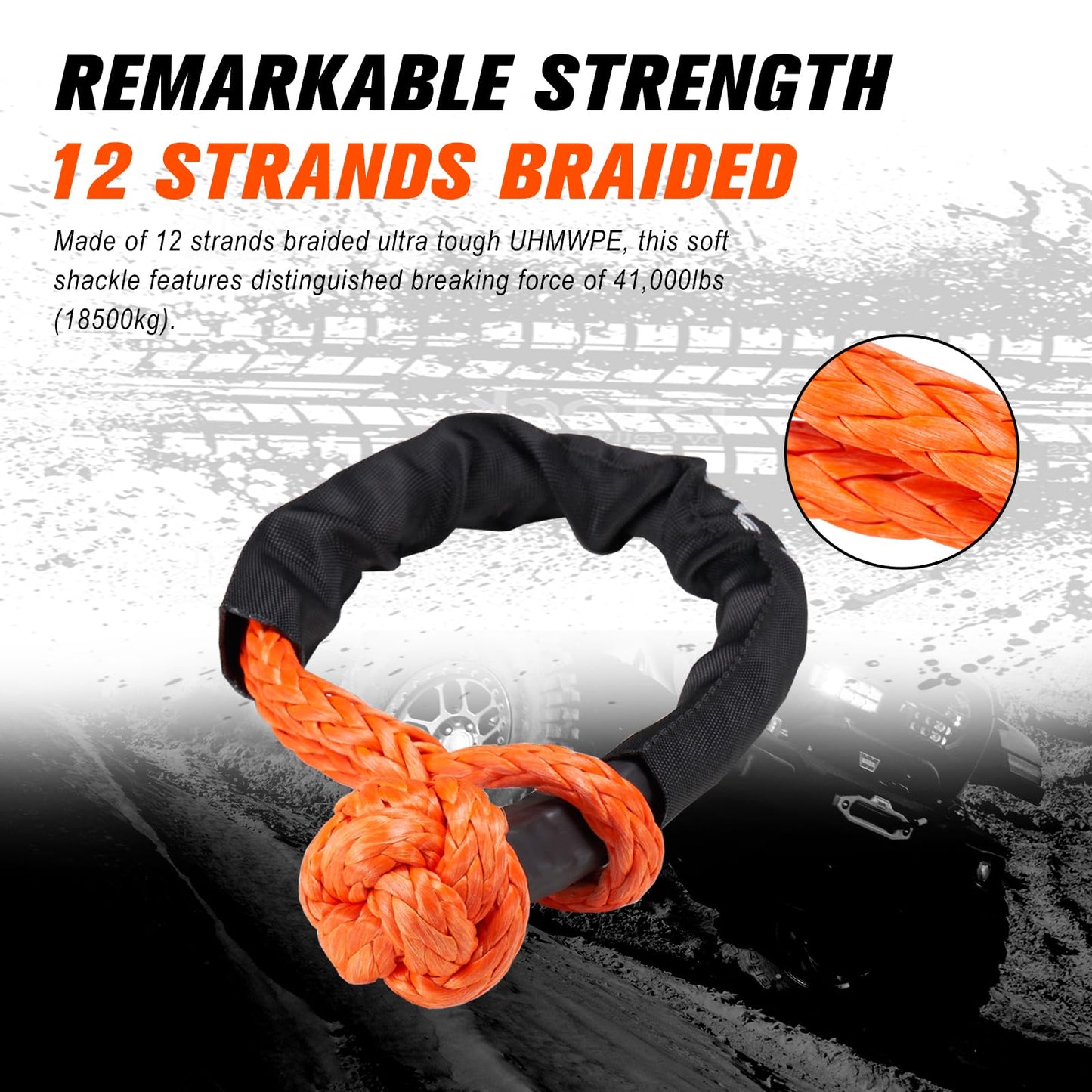 BUNKER INDUST Offroad High Lift Jack with Pair Traction Board Mate + 2Pcs Synthetic Soft Shackle Rope