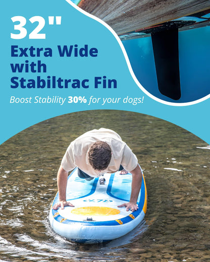 ZLX Inflatable Stand Up Paddle Board, 10'6" SUP Non-Slip Stable Deck Pad with Inflatable Seat, Unique Center Fin, Premium Accessories, Portable Paddleboard for Adults, Beginners, All Skill Levels