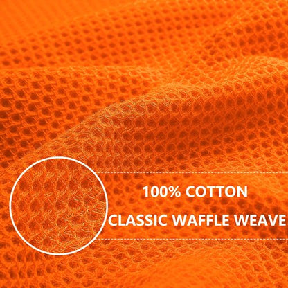 Homaxy 100% Cotton Waffle Weave Kitchen Dish Cloths, Ultra Soft Absorbent Quick Drying Dish Towels, 12 x 12 Inches, 6-Pack, Orange