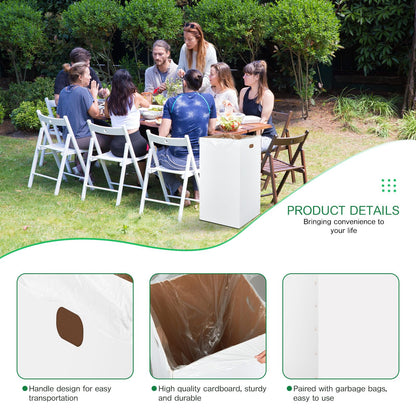 Nosiny 30 Pcs 50 Gallon Cardboard Trash Cans for Spring Events, Recycling Pop-up Corrugated Cardboard Bin with Trash Bag, Disposable and Reusable Garbage Container for Outdoor Wedding Birthday(White)