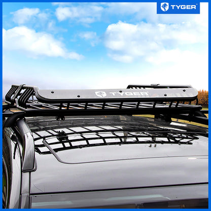 Tyger Auto TG-RK1B942B Heavy Duty Roof Mounted Cargo Basket Rack | L57.5 x W42 x H6 | Roof Top Luggage Carrier | with Wind Fairing, Black