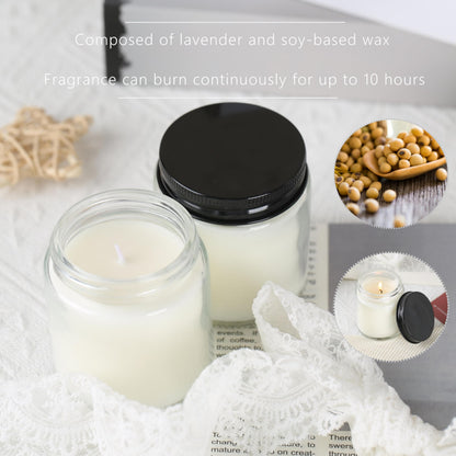 Cmoott 24 Pcs 4 Oz Mason Jar Candles, Lavender Scented Soy Candles Bulk Set for Stress Relief and Relaxation, Great Favors for Wedding, Christmas, Housewarming Gifts (Black, Lavender, 24)