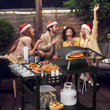 Leteuke Pizza Oven Table, Grill Cart Table for Blackstone Griddle, Outdoor Pizza Oven Stand Fits Ninja, Cuisinart, Gozney, Solo Stove, BBQ Prep Tables Station with Seasoning Tray, 47"x27.5"x30"
