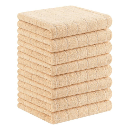 Homaxy 100% Cotton Terry Kitchen Towels(Apricot, 13 x 28 inches), Checkered Designed, Soft and Super Absorbent Dish Towels, 8 Pack