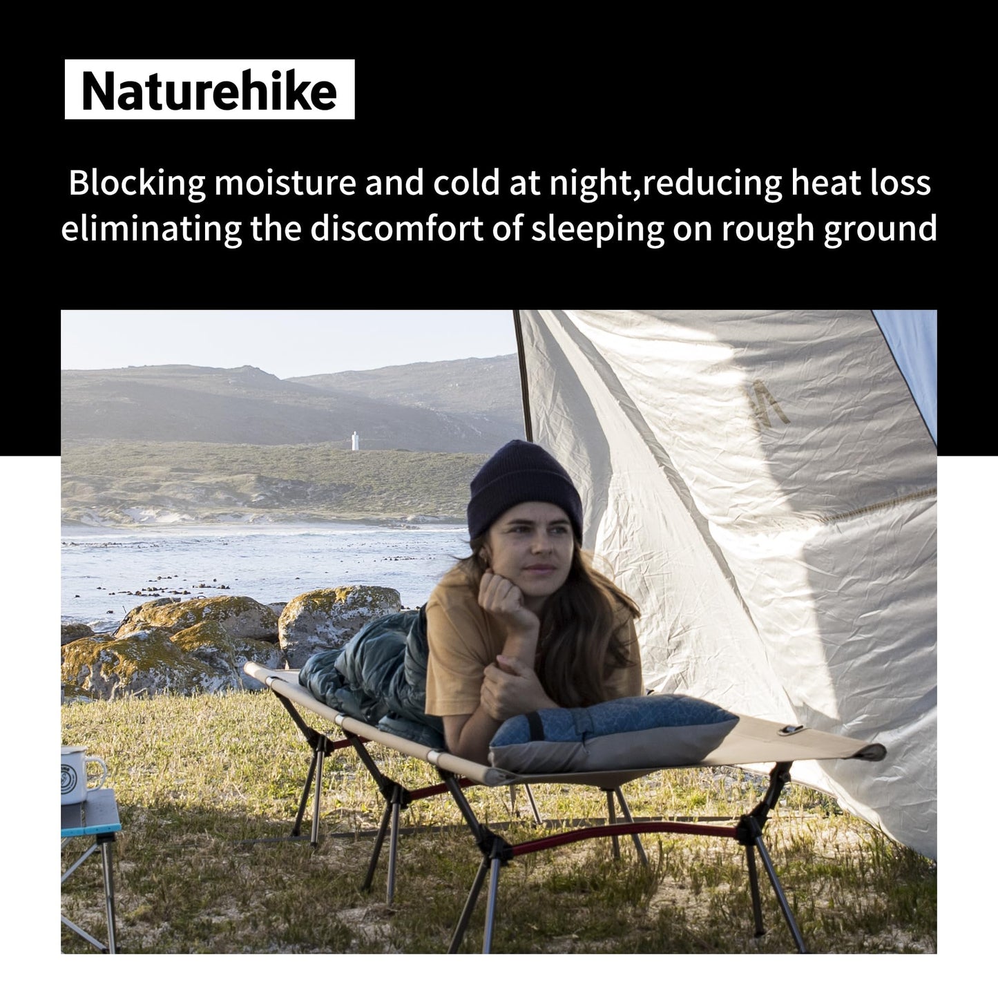 Naturehike ArmyWild Folding Camping Cot, Height Adjustable Ultralight Backpacking Cot, Portable Camping Bed for Camping Hiking Travel Home