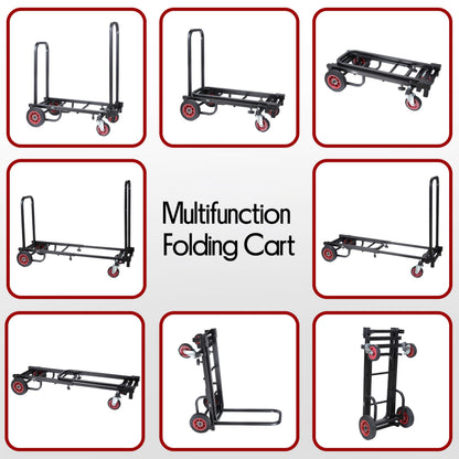 Pyle Compact Folding Adjustable Equipment Dolly - Heavy Duty Multi‑Function Convertible Cart Hand Truck/Platform Cart with Wheels - Expandable Up to 25.24" to 40.24" - 200LBS MAX Load Capacity