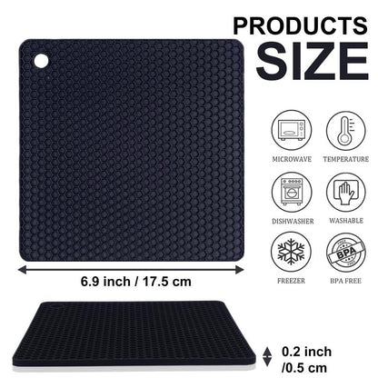 AICMEI Silicone Trivets for Hot Pots and Pans,Multipurpose Non Slip Heat Resistant Pot Holder,Heat Resistant Pot Holders Silicone Mats for Kitchen Countertops/Table (Square)