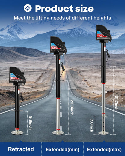Kohree Electric Trailer Jack 4000lbs, Heavy Duty RV Electric Power Tongue Jack for Travel Trailer A-Frame Camper, with Manual Crank Handle & Weatherproof Cover, 22" Lift, 12V DC with Wiring