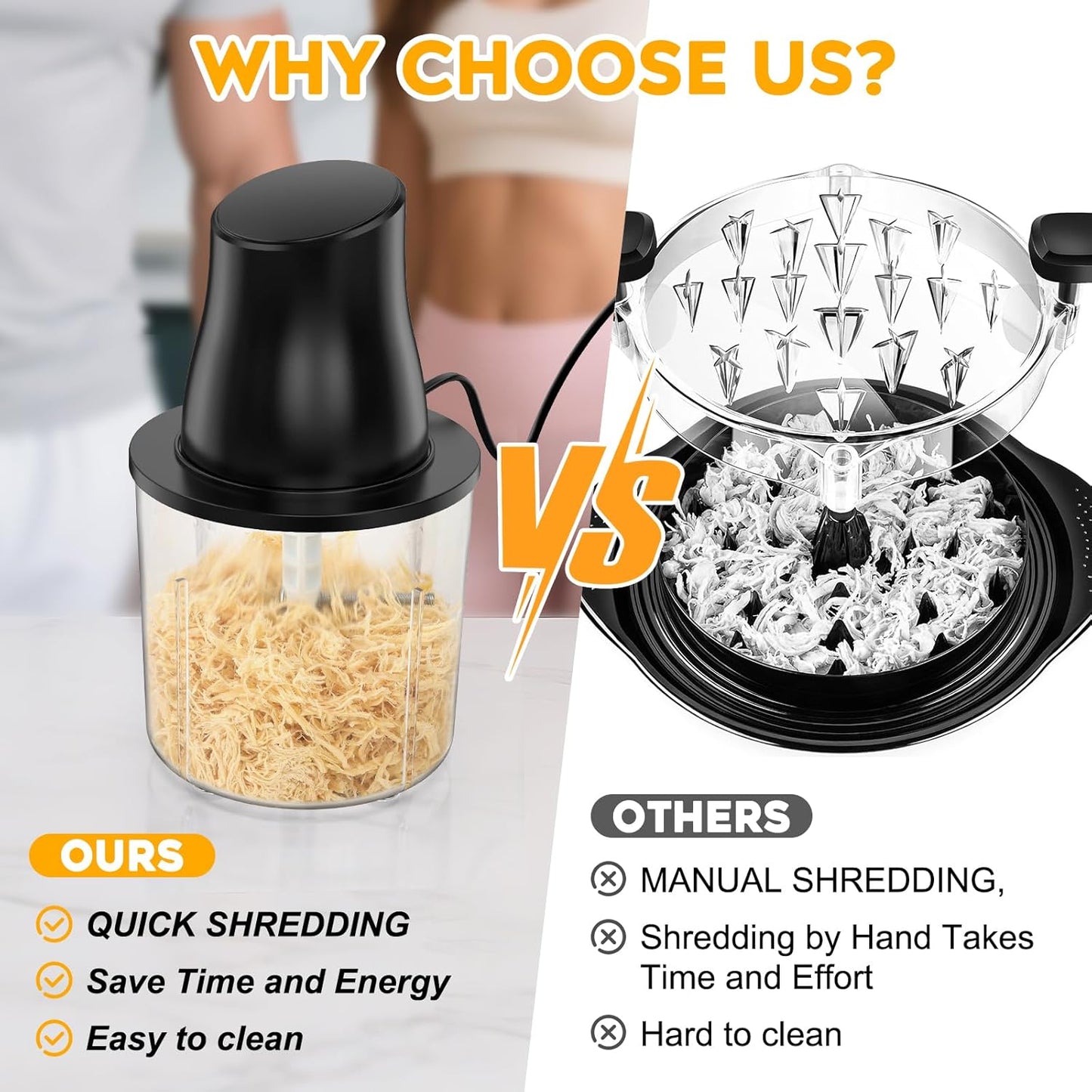 Skiennix Electric Chicken Shredder Tool - 250W Multifunctional Meat Grinder for Chicken, Fruits & Vegetables (Black)