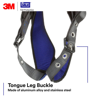 3M 1140188 DBI-SALA ExoFit X300 Comfort Construction Climbing Positioning Safety Harness Fall Protection, Back, Front, Hip D-Rings, Auto-Locking Quick Connect Chest Buckle, Tongue Leg Buckle, Medium