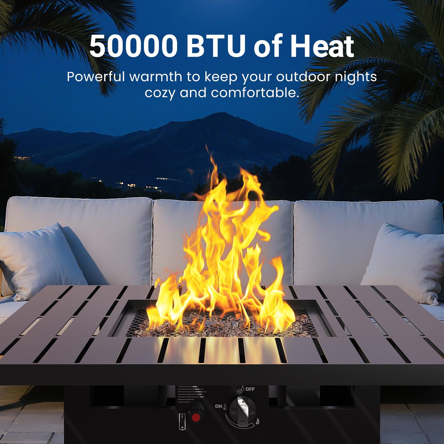 Wisteria Lane 30" Propane Fire Pit Table, 50,000 BTU Gas Fire Pit for Outside, Outdoor Fire Pit with CSA Certification for Backyard Balcony Garden Patio Deck